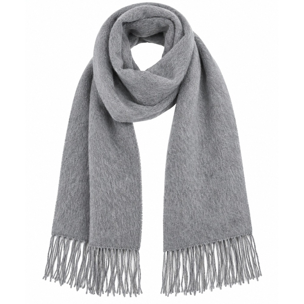 Alpaca Camargo OS Scarf Gray Alpaca Blend Fringe Llama Embroidered Peru Cozy
